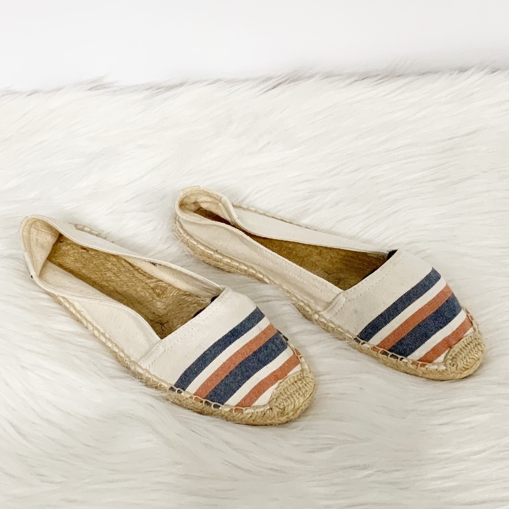 Soludos x Madewell | White Striped Espadrilles